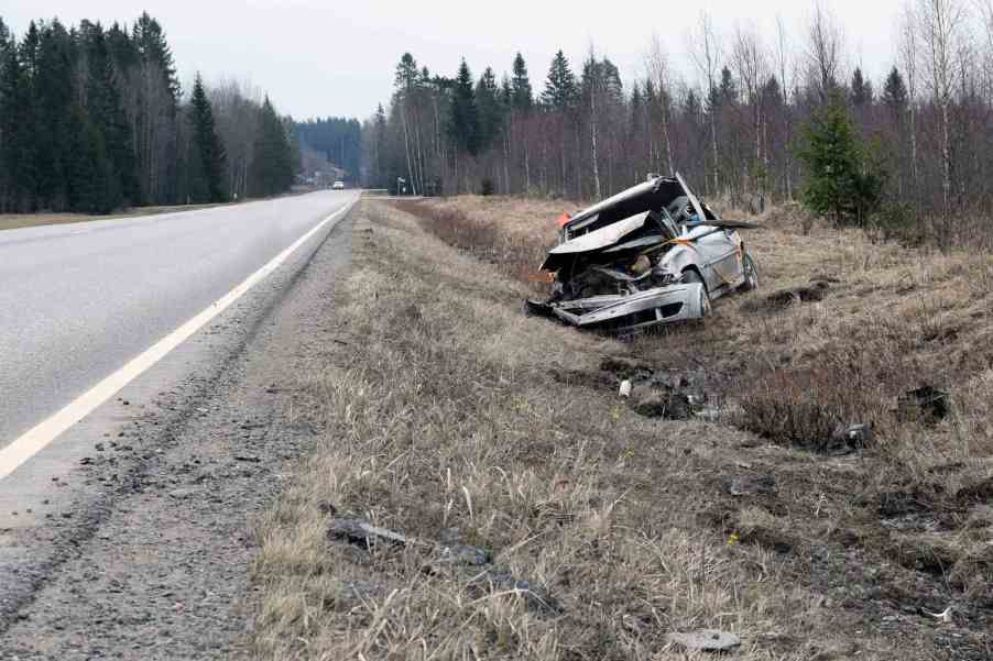 A car that crashed into a ditch