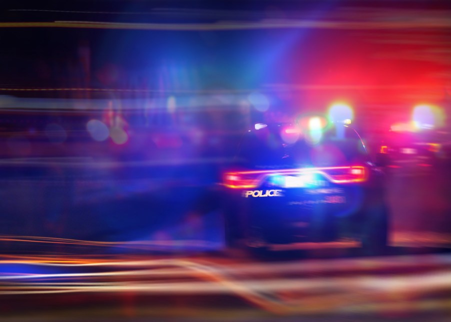 A police car chasing a suspect