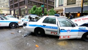 Police cars in a wreck