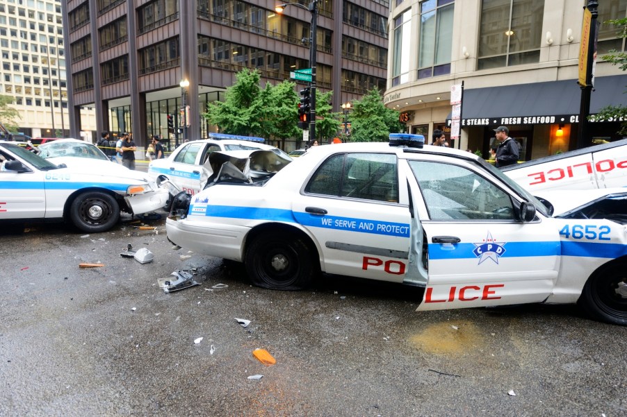 Police cars in a wreck