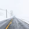 A road covered in snow and ice