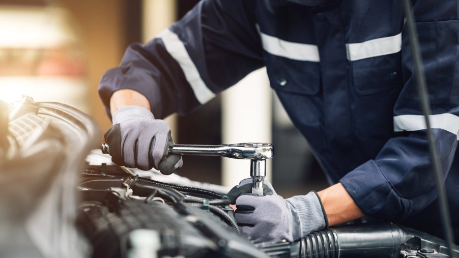 Mechanic working on a car