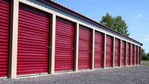 A row of storage units closed and locked