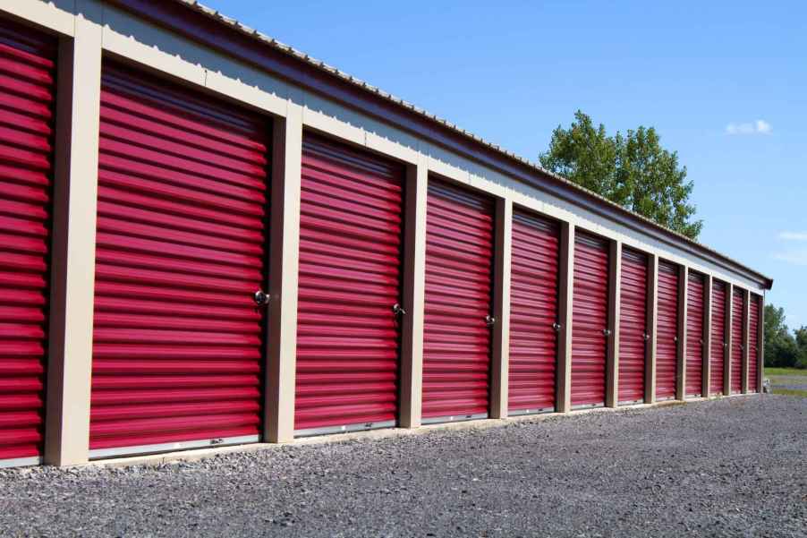 A row of storage units closed and locked