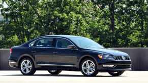 A black Volkswagen Jetta sedan parked in right front angle view