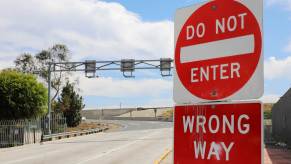 Do Not Enter, Wrong Way signs on a highway