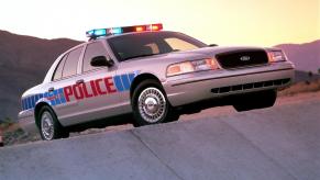 A Ford Crown Victoria police car.