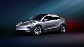 The 2025 Tesla Model Y on display