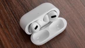 A pair of Apple AirPods at the 'Pro' trim level.