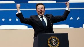 Elon Musk at a presidential podium.