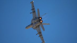 A US Navy fighter jet like this Growler suffered a crash in the San Diego Bay.