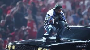 The halftime show at Super Bowl LIX with Kendrick Lamar and a Buick GNX.