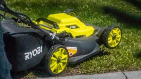 A RYOBI electric lawn mower like the ones included in a recent recall.