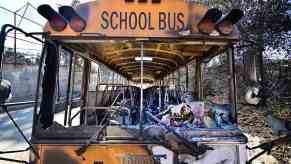 A burned school bus