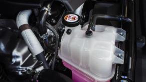 Car coolant tank in close view