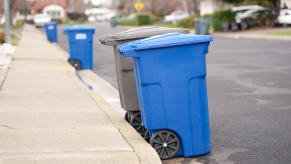 Garbage bins lined up at the steet