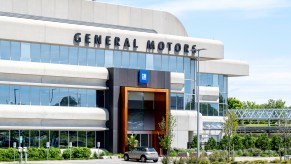 A General Motors building on a sunny day