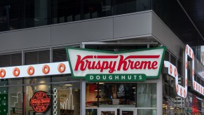 A Krispy Kreme shop in the city