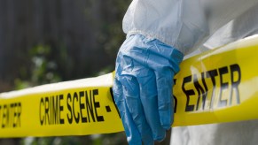 An investigator at a crime scene