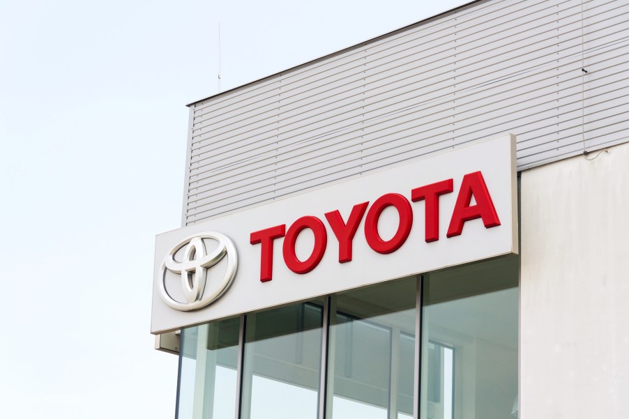 The Toyota logo on a building