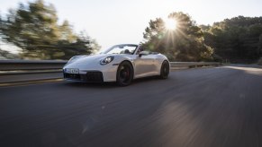 A Porsche 911 sports car driving