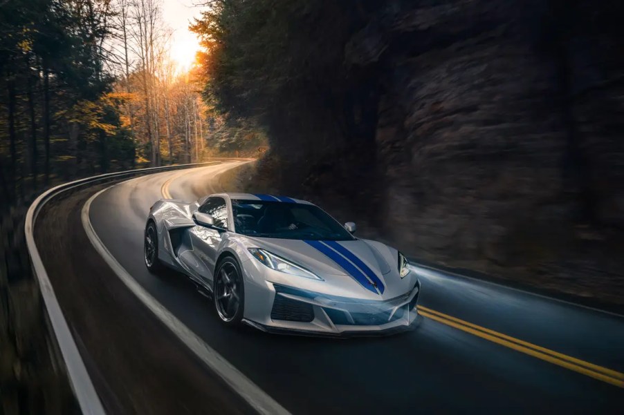 The 2025 Chevy Corvette on the road