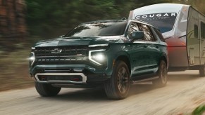 The 2025 Chevy Tahoe on a dirt road