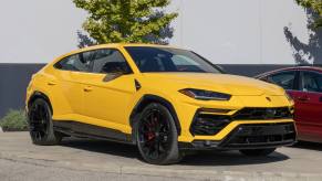 A Lamborghini Urus like the one police chased in a pursuit following a recent LA robbery at a fake music video.