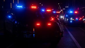 Police lights after a pursuit in Texas.