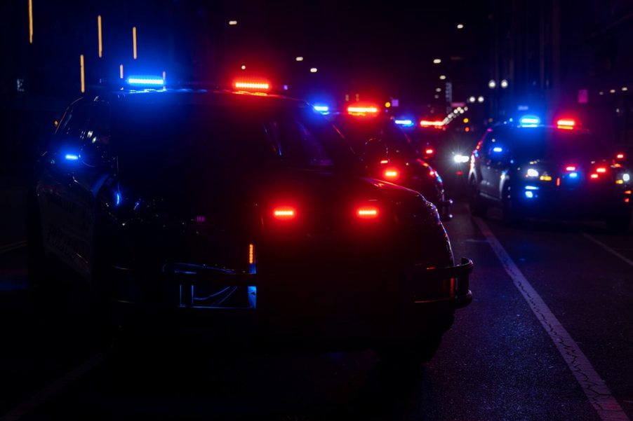 Police lights after a pursuit in Texas.