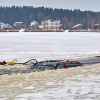 A car stuck in a frozen lake