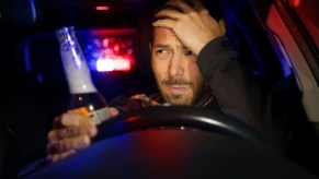 A man getting caught for drunk driving