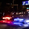 Police lights on a car at night